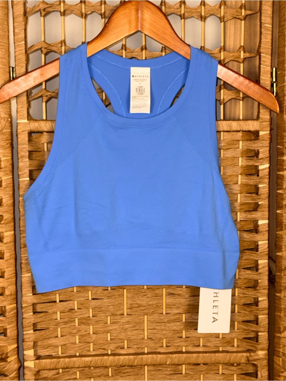 NWT Athleta Momentum Seamless Crop Tank Cornflower Blue